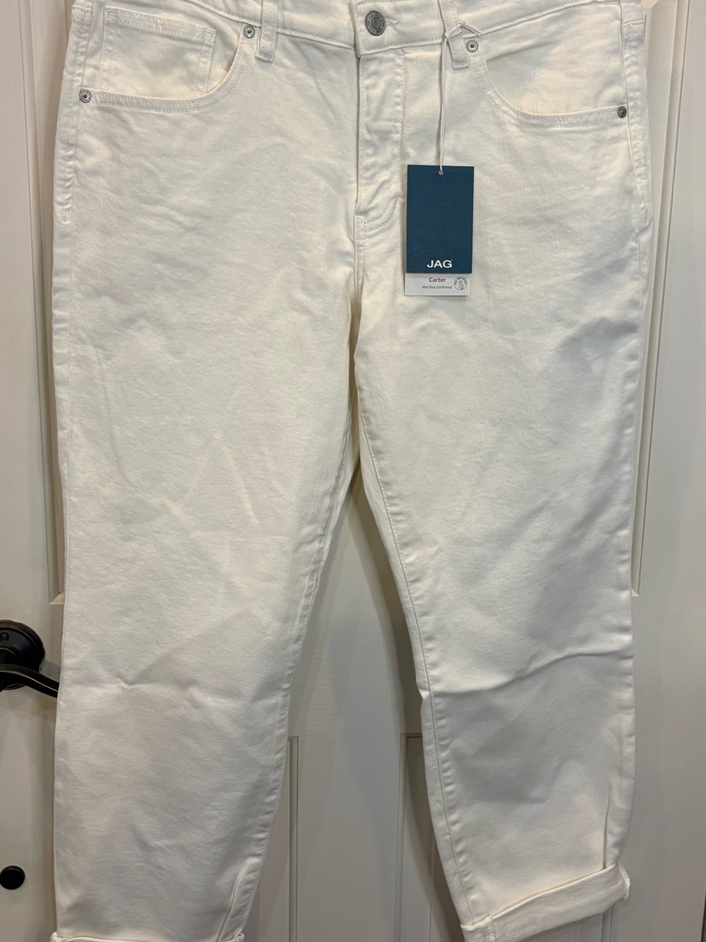 Jag Jeans Cream Cropped Ankle Straight Jeans
